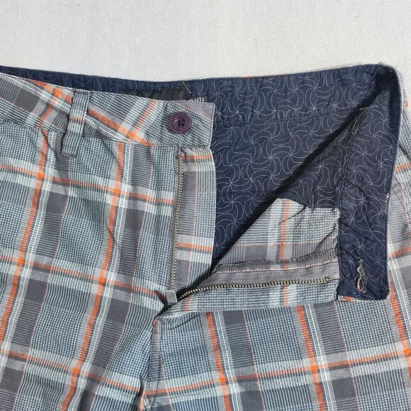 Hurley flat front shorts men's size 30 (32) grey colour with plaid pattern - Picture 8 of 12